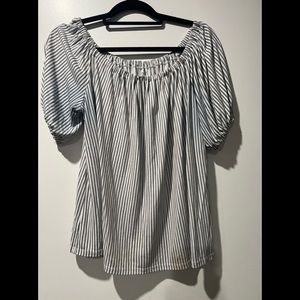 Striped short sleeve blouse